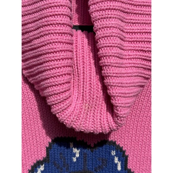 Lazy Oaf Pink Kidcore‎ Knit Oversized Sweater Smiley Flower Turtleneck S - Picture 9 of 9